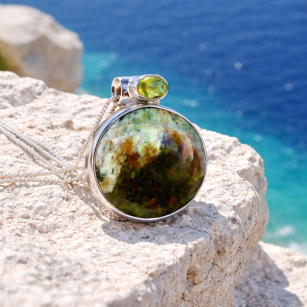 Chrome Chalcedony & Peridot Necklace